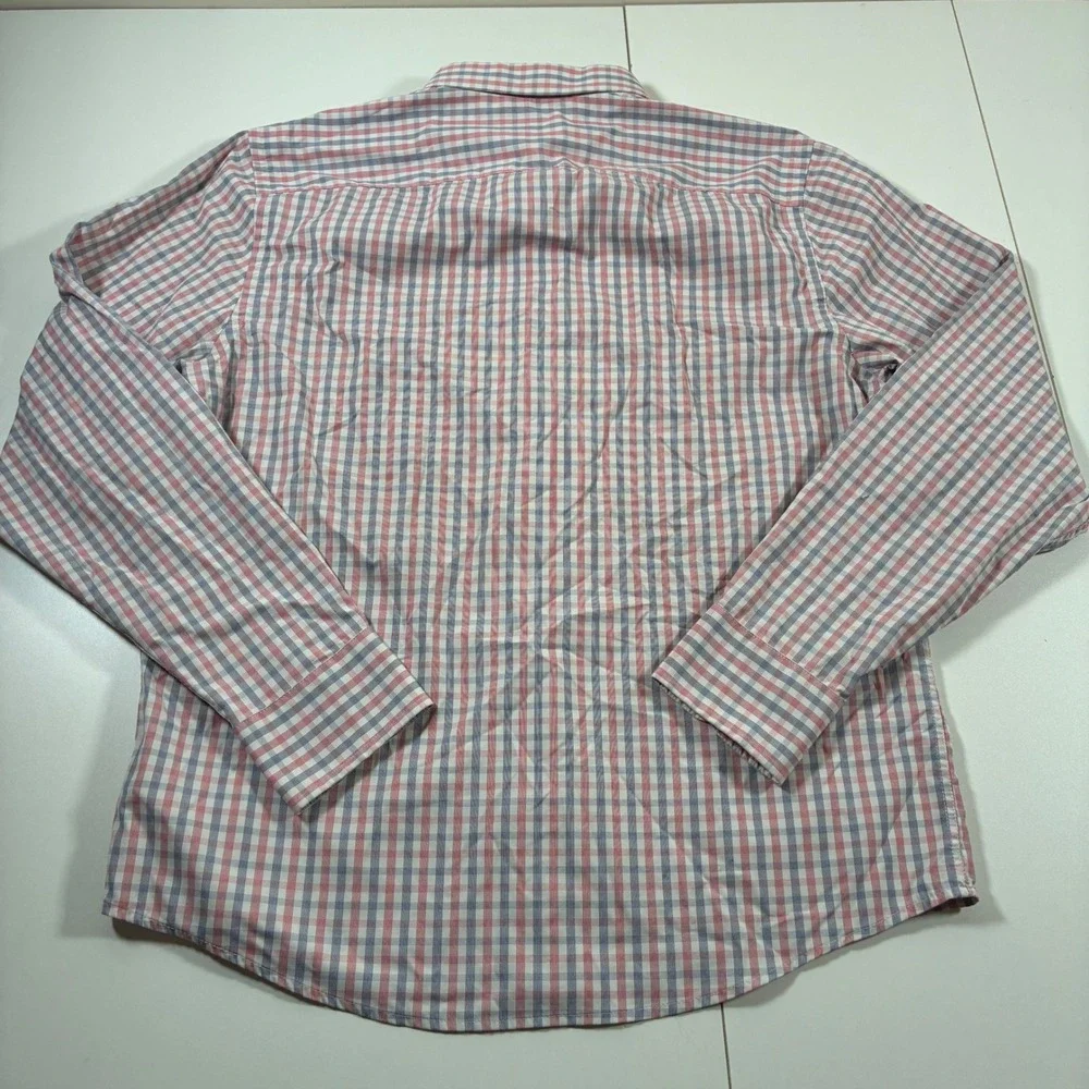 UNTUCKit Performance Shirt Shirt Large Red Blue Check Slim Fit Nylon Stretch